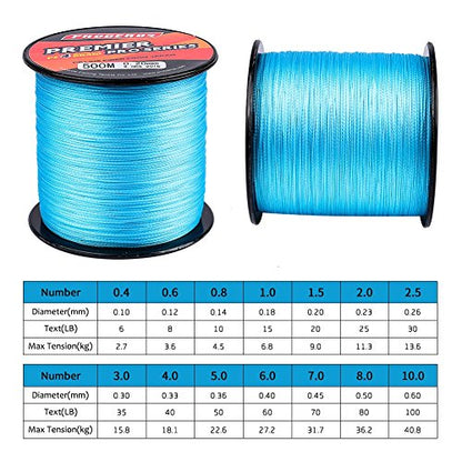 Braided Fishing Line 4 Strands Stronger Multifilament PE Braid Wire for Saltwater 6LB-100LB 110yards 328yards 547yards Super Strong Superline - color: Blue, size: 328Yds/8LB