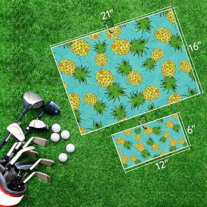 Yellow Pineapple Golf Towel for Golf Bags Carts Cute Fruits Golf Towels with Clip Blue Waffle Towels Cleaning Cloth 2 Packs for Men Golfer Accessories, Birthday Father's Day Holiday Present - color: Green Yellow