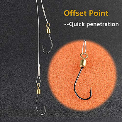 Dyxssm Fishing Hook and Leader, Fishing Rig Hooks with Wire Line Leader - size: 24#