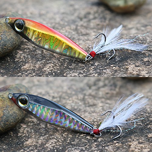 Sougayilang Jigs Fishing Lures Sinking Metal Spoons Micro Jigging Bait - color: A-2.56in/1.16oz-5PCS with BOX