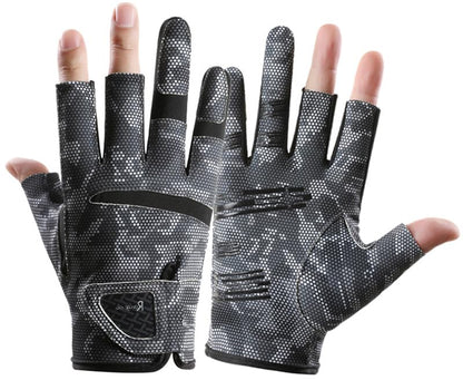 INOGIH Half-Finger UPF50+ Fishing Gloves - Outdoor Sun Gloves - size: Large
