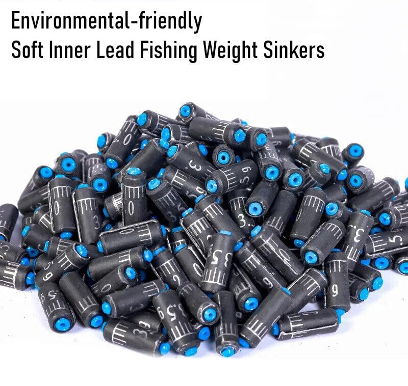 Pack of 50 Fishing Sinkers Weights Soft Plastic Core Scale Lead Freshwater Saltwater - size: 1/32oz 1g 50pcs