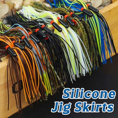 Silicone Spinnerbait Skirts Replacement Jig Skirts Kit with Tube Rattles, 12/18/24 Bundles DIY Fishing Lures Buzzbait Spoon Blade Squid Jig Fly Tying Material - size: 6pcs