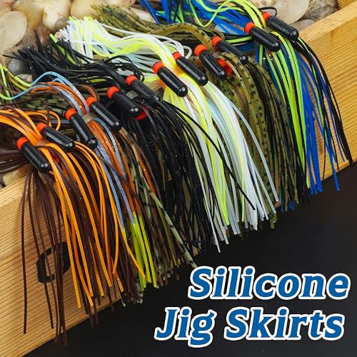 Silicone Spinnerbait Skirts Replacement Jig Skirts Kit with Tube Rattles, 12/18/24 Bundles DIY Fishing Lures Buzzbait Spoon Blade Squid Jig Fly Tying Material - size: 18pcs