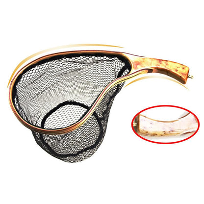1pc Fishing Landing Net Wooden Handle Fly Fishing Catch and Release Net for Trout Bass Pike
