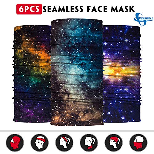 Venswell Neck Gaiter Face Mask Men Women,Seamless Bandana Rave Face Cover Scarf Mask,Balaclava,Headband, Head Wrap,Headwear - color: A-bling Star