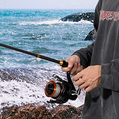 Dr.Fish Darkness Spinning Reel 8000/9000 Saltwater Surf Fishing Graphite Body, 9+1 Stainless Steel BBS, 35lb Carbon Fiber Drag, Spare Spool, Heavy Duty Big Game Fishing Surf Casting - style: 9000