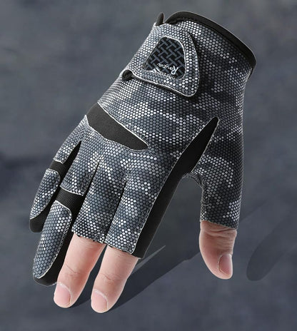 Men’s 3-Cut-Finger Fishing-Gloves Non-Slip Breathable-Kayak-Gloves | Adult UV-Protective breathable gloves,3 open fingertips aid line control,non-slip palms improve grip fly fishing accessories - size: Medium