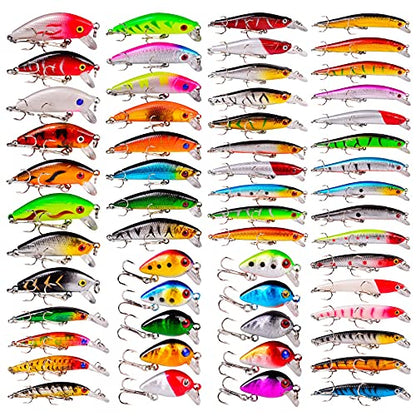 Bass Fishing Lures Kit Set Topwater Hard Baits Minnow Crankbait Pencil VIB Swimbait for Bass Pike Fit Saltwater and Freshwater - color: 560-56pcs