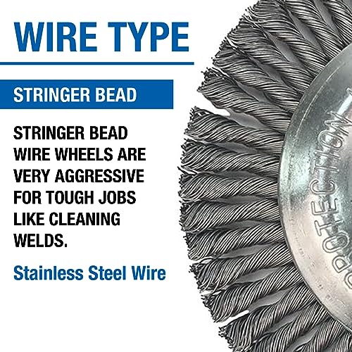 Mercer Industries 186040-6" x 3/16" x 5/8"-11 Stringer Bead Wire Wheel, .020 Stainless Steel Wire - color: Stainless Steel, size: 6" x 3/16" x 5/8"-11, style: Stringer Bead Wire Wheel