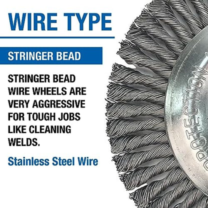 Mercer Industries 186040-6" x 3/16" x 5/8"-11 Stringer Bead Wire Wheel, .020 Stainless Steel Wire - color: Stainless Steel, size: 6" x 3/16" x 5/8"-11, style: Stringer Bead Wire Wheel