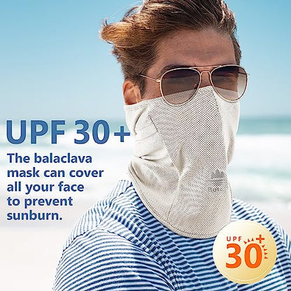 Balaclava Ski Mask, Sun UV Protection Breathable Full Head Face Mask for Men Women Skiing Cycling - color: Beige