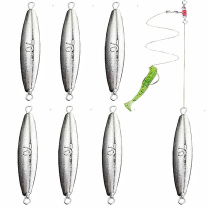 10PCS Fishing Weights Torpedo Sinkers Inline Trolling Sinkers Weights Kit Fishing Sinkers Catfishing Sinkers Saltwater Fishing Torpedo Weights Double Ring Sinkers - 1oz(30g) - size: 2.47oz(70g)-6 Pack