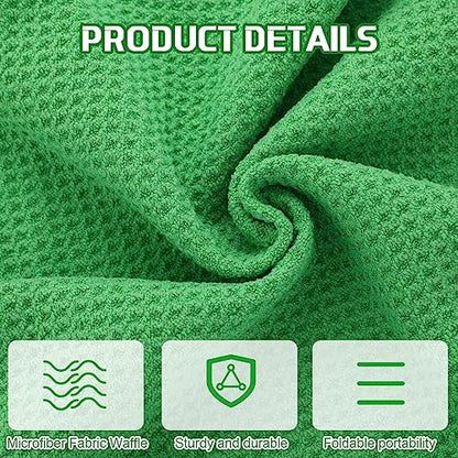Batiyeer 12 Pcs Golf Towel Bulk for Golf Bags Microfiber Fabric Towel with Clip Waffle Pattern, Fitness, Camping, Hiking, Yoga - color: Black, Gray, Green