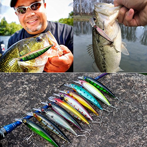 Sougayilang Minnow Fishing Lures Crankbaits Set Fishing Hard Baits Swimbaits Boat Topwater Lures for Trout Bass Perch Fishing - color: Style-A 10PCS
