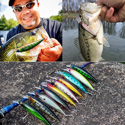 Sougayilang Minnow Fishing Lures Crankbaits Set Fishing Hard Baits Swimbaits Boat Topwater Lures for Trout Bass Perch Fishing - color: Style-A 10PCS