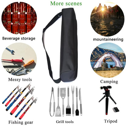Multi-Function Heavy Duty Waterproof Organizer Bag - for Tripod, Grill Tools, Camping Gear, Beverage & Art Supplies Storage with Adjustable Shoulder Strap (25''(L) x3''(H)) - size: 25''(L)x3''(H)