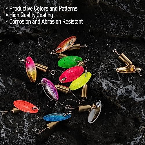 Dr.Fish 10 Pack Fishing Spinner Inline Spinner Lures Single Hook Trout Spinnerbait Lures Kits Bass Crappie Salmon Panfish Walleye Freshwater Stream - color: Single Hook Kit, size: 1/8oz-#10