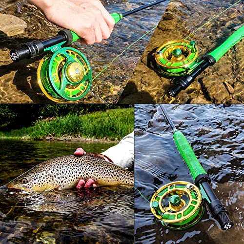 Sougayilang Standard Fly Fishing Combo Starter Kit, 5/6 Weight 9' Fly Rod with SuperPolymer Handle, Accessories, Carrying Case, Fly Box Case & Fishing Flies - color: Green