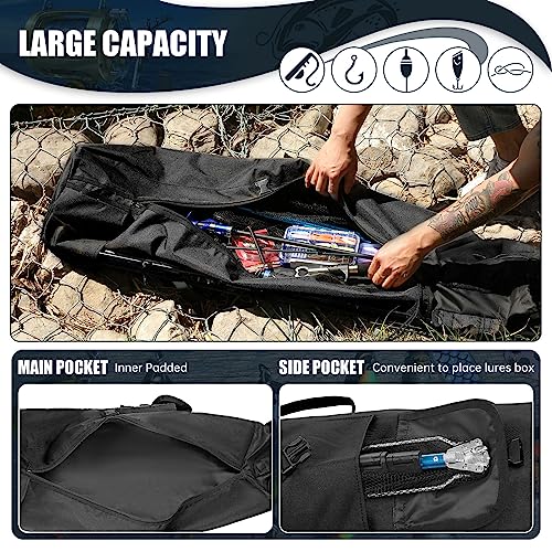 Fishing Pole Bag Rod Case, Folding Fishing Pole Bag Fishing Gear - color: Black