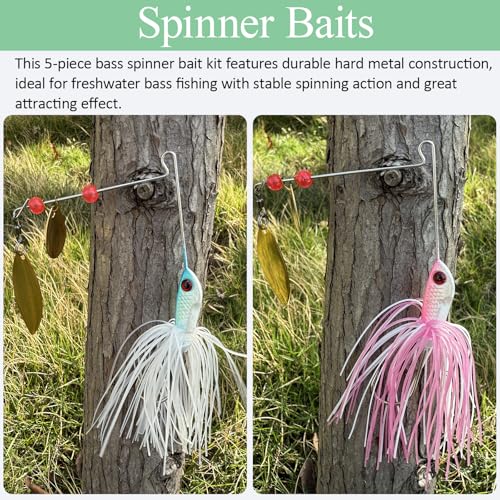 Tripquips Bass Spinner Baits, Spinnerbait Fishing Lures Hard Metal Swimbait for Bass Pike Trout Salmon 5Pcs - color: 5Pcs-0.7oz