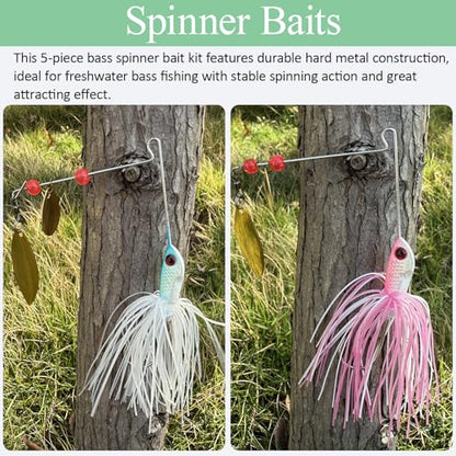 Tripquips Bass Spinner Baits, Spinnerbait Fishing Lures Hard Metal Swimbait for Bass Pike Trout Salmon 5Pcs - color: 5Pcs-0.7oz