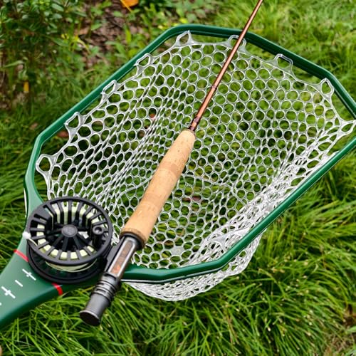 Aventik Fly Floating Fishing Net Carbon Fiber Landing Trout Net Light Weight Clear Rubber Ghost Net Catch & Release - color: Stealth Boat Frame standard handle black magnet