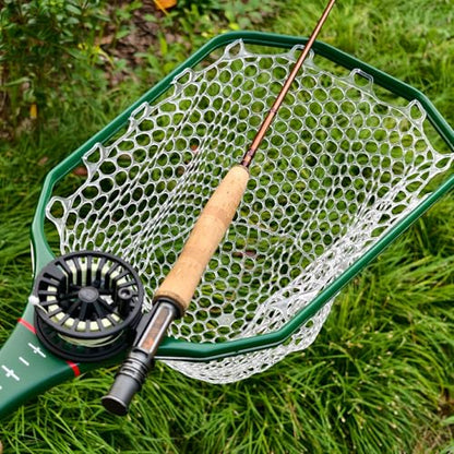 Aventik Fly Floating Fishing Net Carbon Fiber Landing Trout Net Light Weight Clear Rubber Ghost Net Catch & Release - color: Stealth Boat Frame standard handle black magnet
