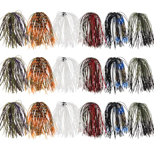 Silicone Jig Skirts Spinnerbait Skirts, 18 Bundles Bass Fishing Jigs Replacement Skirts Kit DIY Fishing Lures Rubber Skirts for Spinnerbaits Buzzbaits Squid Jig Accessories 50 Strands