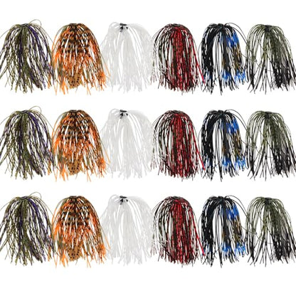 Silicone Jig Skirts Spinnerbait Skirts, 18 Bundles Bass Fishing Jigs Replacement Skirts Kit DIY Fishing Lures Rubber Skirts for Spinnerbaits Buzzbaits Squid Jig Accessories 50 Strands