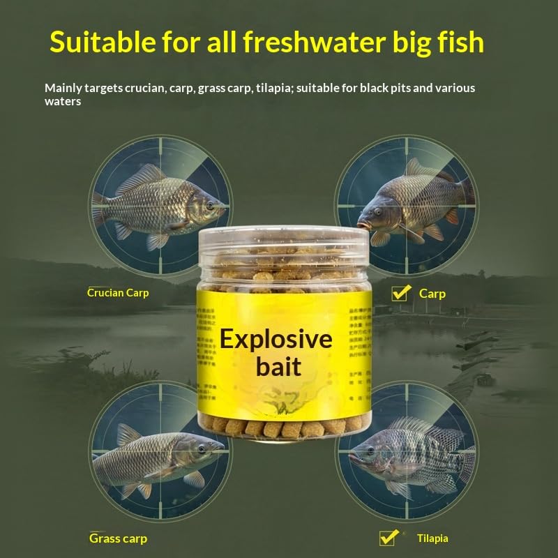 2pcs Ready-to-Use Floating Fishing Pellets, 60g Fishmeal Dough Baits for Carp Catfish Tilapia, 5-10 Mins Non-Dissolving Scented Hookable Bait Pellets for Freshwater Wild & Pond Angling