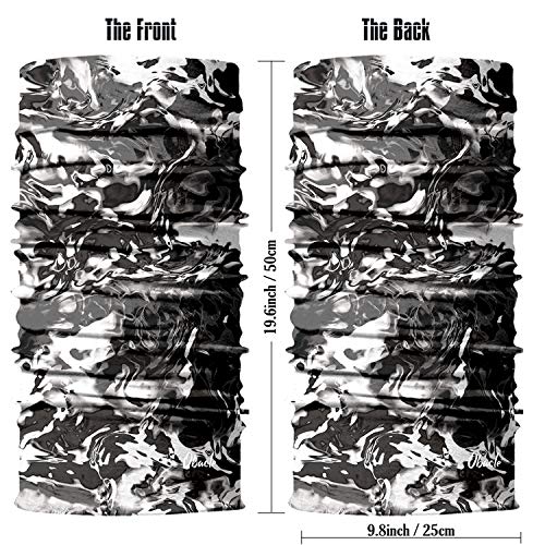 Obacle Seamless Face Mask Rave Bandana Men Women for Dust Sun Wind Protection - color: Pure Black Gray White