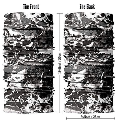 Obacle Seamless Face Mask Rave Bandana Men Women for Dust Sun Wind Protection - color: Pure Black Gray White