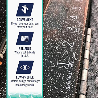 72" Fish Ruler Sticker & Measuring Decal | Transparent Adhesive Tape Measure for Boat, Kayak, Net | Waterproof Dual-Piece Design | Made in USA | Bold Numbers for Easy Photo Readability | UV-Resistant