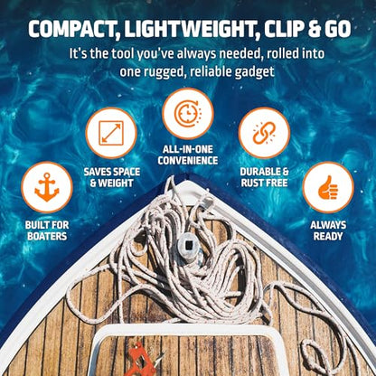 Boat Gadget 10-in-1 Boat Tool - Must-Have Boat Accessory with Gas Cap Key, Fishing Line Cutter, Bottle Opener, Whistle & More - Smart Addition to Any Boat Tool Kit for Fishing, Boating & Fun