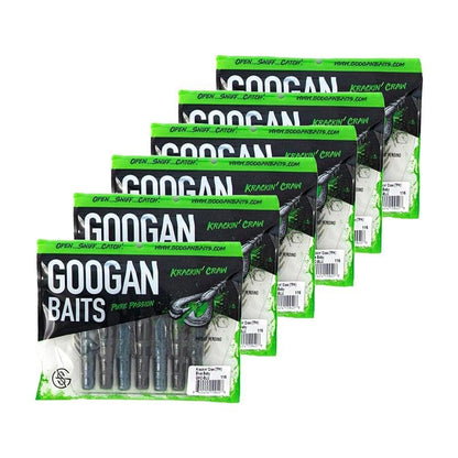 Googan Squad Krackin' Craw Soft Plastic Crawfish Bait for Bass Fishing – Patented V-Ridge Claws, Salt-Injected, Slaunch Sauce Scent (6pk) - color: Summer Craw, size: 4"