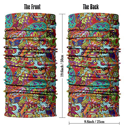 Obacle Seamless Face Mask Rave Bandana Men Women for Dust Sun Wind Protection - color: Colorful Oval