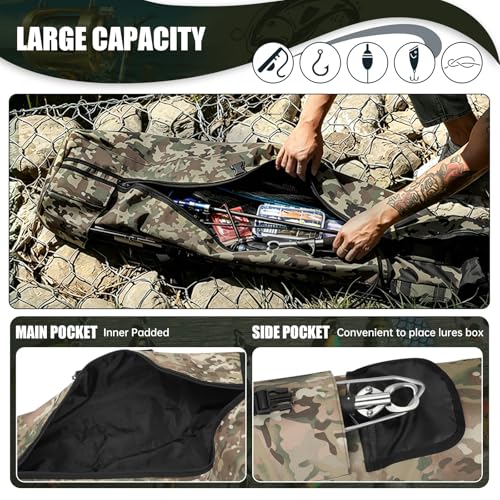 Fishing Pole Bag Rod Case, Folding Fishing Pole Bag Fishing Gear - color: Green Caomo