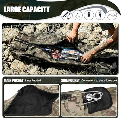Fishing Pole Bag Rod Case, Folding Fishing Pole Bag Fishing Gear - color: Green Caomo