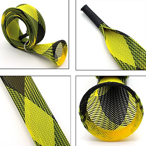 Mr. Z Pack of 4 Casting Fishing Rod Sleeves with 2 Rod Straps Fishing Rod Covers Pole Jacket Rod Socks - color: Yellow and Black