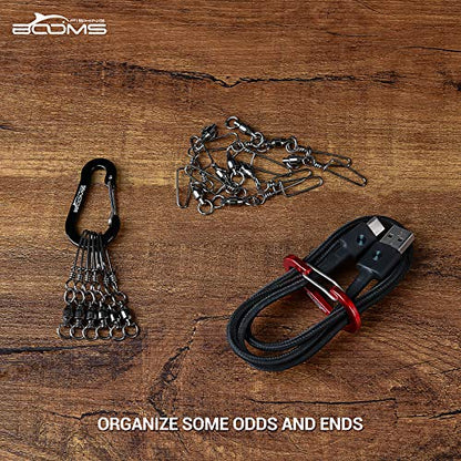 Booms Fishing CC1 Multi-Use Carabiner Clip, 6 Pack Small Caribeener Clips, Mini Keychain Caribeaner Clip 2 inch, Aluminum D Ring Carabiners, Multi-Colored - color: Blue, 6pcs