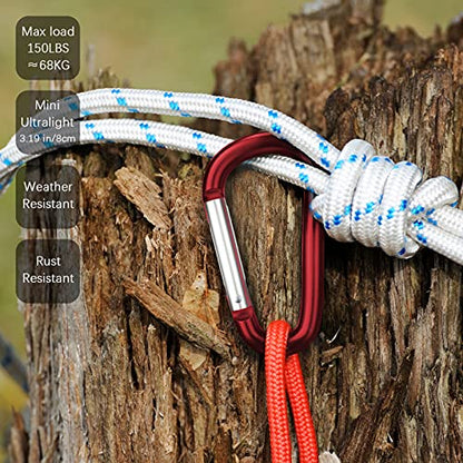 sprookber 3" Aluminum Carabiner D Ring, Caribeener Clips, Spring Snap Hook for Keychain Clip, Set of 10 - color: Red