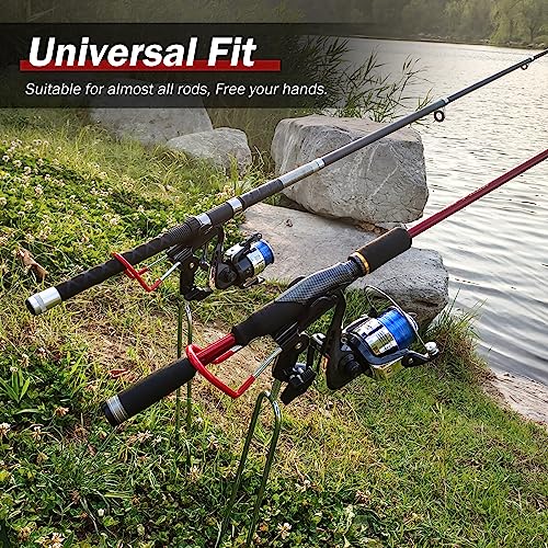 Upgraded Fishing Rod Holders - 2 Pack, 360 Adjustable, Bank, Beach, Ground Fishing Pole Stand - color: RED