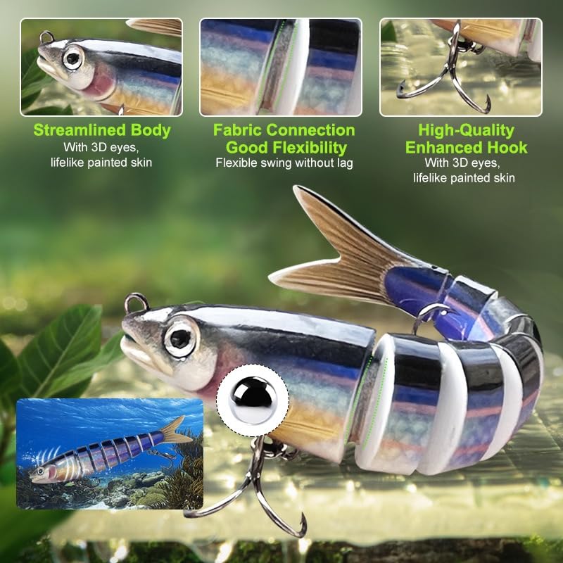 Fishing Lure Kit Ultimate, 5Pcs Fishing Baits Lures for Bass Trout, Fishing Tackle Box with Tools, Complete Fishing Gear and Equipment for Beginners and Pros