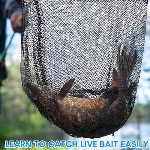 Threehoney Set of 4 Saltwater Fishing Cast Net, Foldable Fish Bucket, Folding Fishing Landing Net, and 110lb Digital Scale, 6 Gallon Live Fish Bait Bucket - color: Blue, size: 4ft