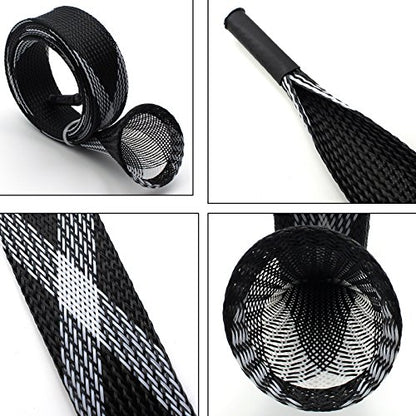 Mr. Z Pack of 4 Casting Fishing Rod Sleeves with 2 Rod Straps Fishing Rod Covers Pole Jacket Rod Socks - color: White and Black