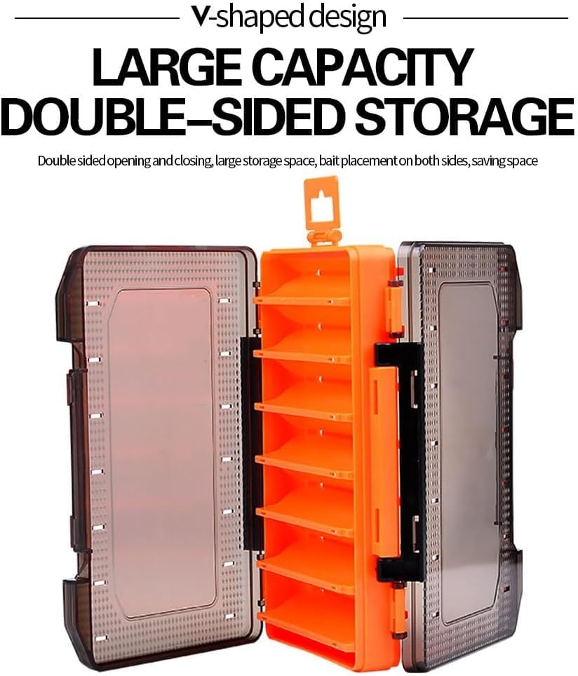 Double Sided Tackle Fishing Tackle Box Lure Waterproof Compartments Hook Storage Case (Red) - color: Red