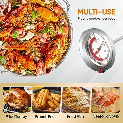 ROVSUN 50QT Turkey Fryer with 54,000BTU Propane Stove, Stainless Steel Outdoor Deep Fryer & Seafood Boiler Steamer with Basket, Thermometer, Lifting Hook & Support Rack for Outdoor Backyard Cooking - size: 50QT