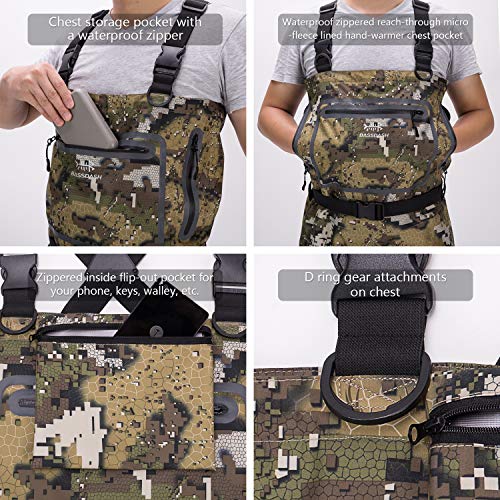 BASSDASH Breathable Ultra Lightweight Chest Stocking Foot Fishing Hunting Waders for Men - color: Veil, size: Large