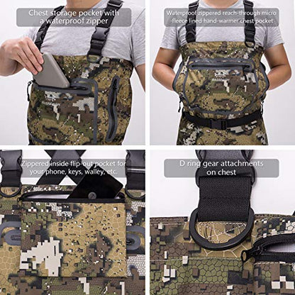 BASSDASH Breathable Ultra Lightweight Chest Stocking Foot Fishing Hunting Waders for Men - color: Veil, size: XX-Large